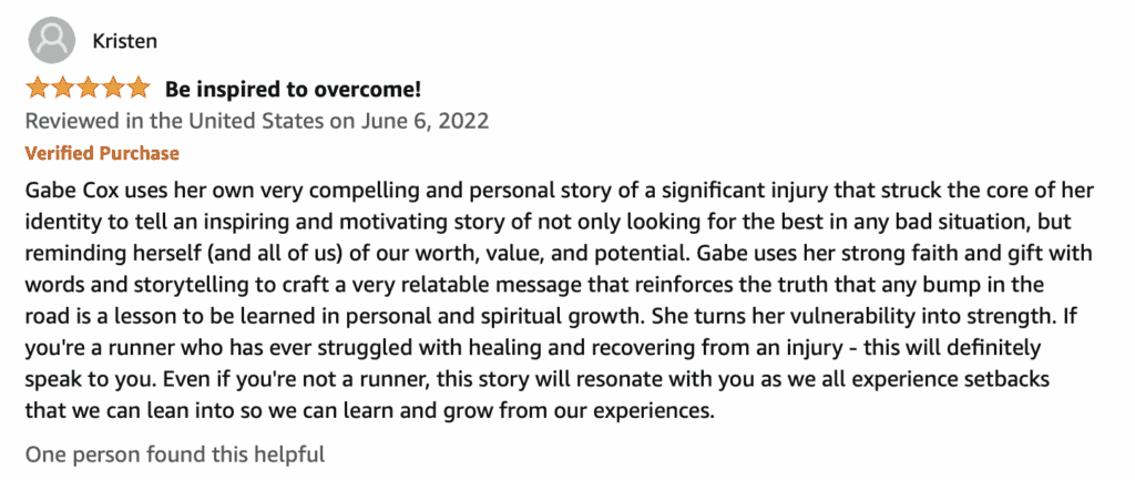 Amazon book review from Kristin about Victory Run