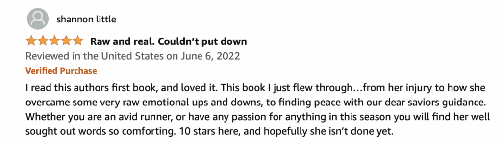Amazon Book Review from Shannon about Victory Run