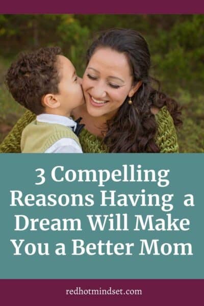 Pinterest image of a mom with her son who is kissing her cheek