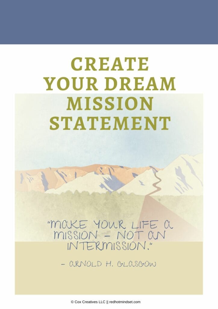 Cover for the create your dream mission statement workbook section of the my game plan workbook