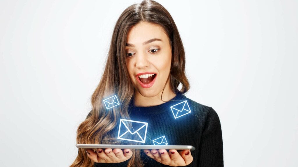 Girl on her ipad checking her email