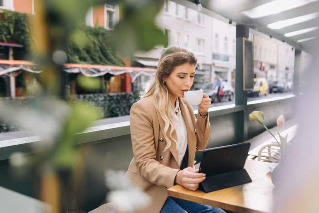 What to do when you lose your passion. Woman working and drinking coffee. 