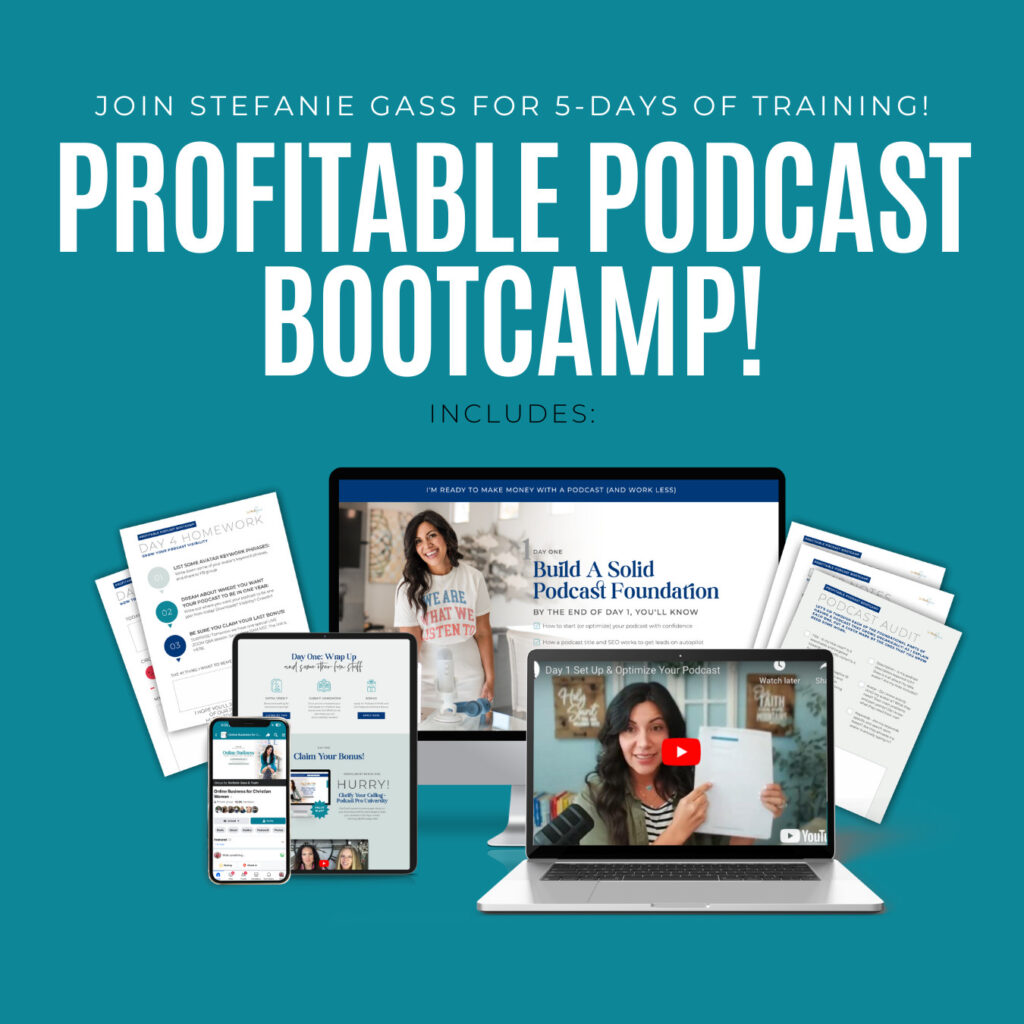 The profitable podcast bootcamp from Stefanie Gass for VIP upgrade at the grow your biz without social virtual conference