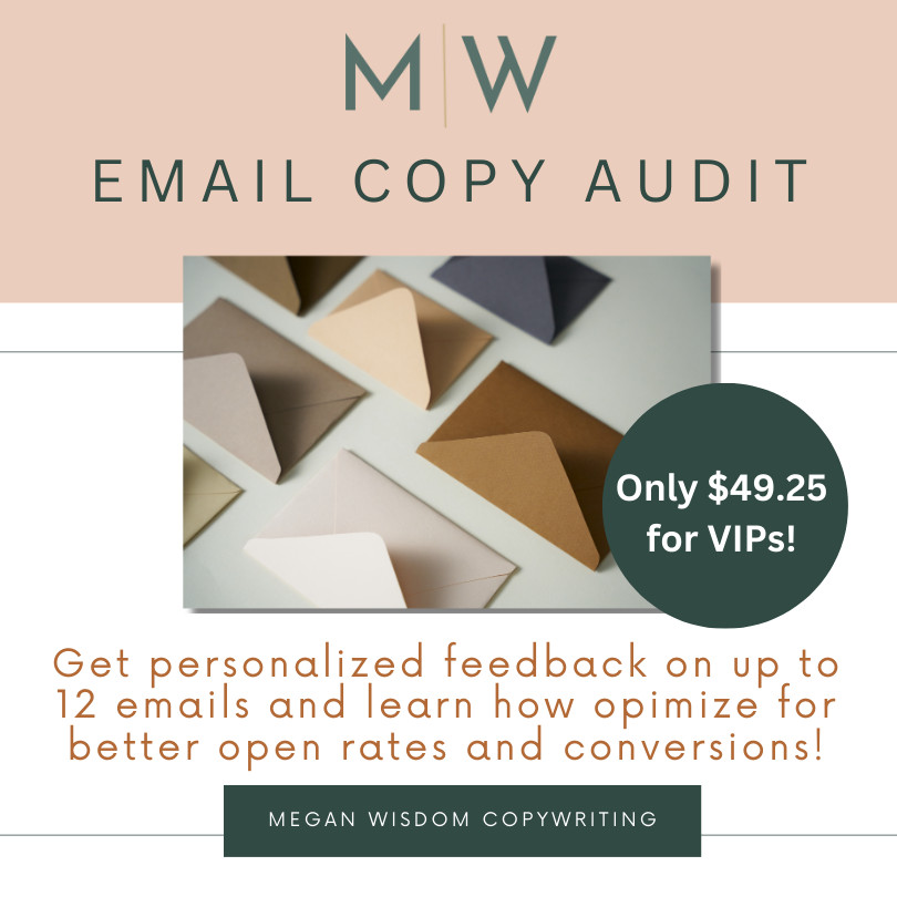 email copy audit discount from megan wisdom for VIP upgrade at the grow your biz without social virtual conference