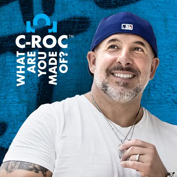 What are you made of podcast cover with mic roc