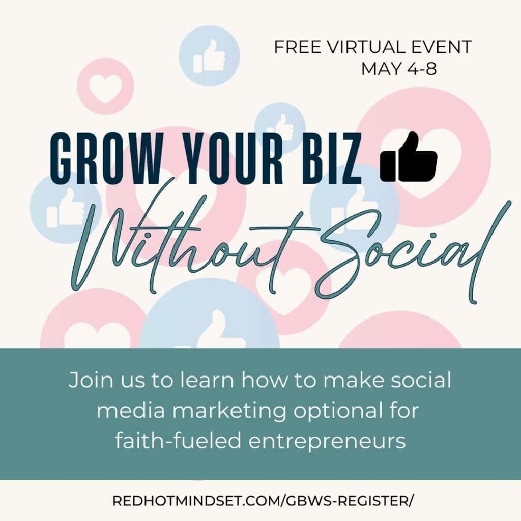 Grow Your Biz without Social virtual event cover graphic to share with friends