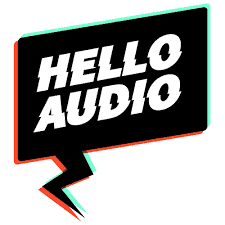 Logo of hello audio in the as seen in section on the registration page for GBWS