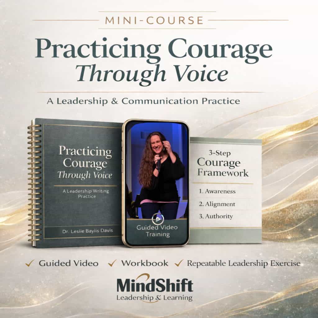 Cover graphic of a VIP bonus image from Dr. Leslie Baylis Davis for her Practicing Courage through Voice training