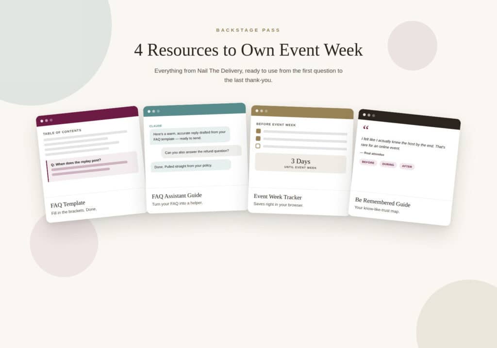 Backstage Pass template mockup graphic - the templates to help you deliver your first virtual event